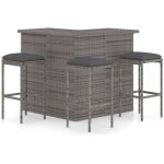 Vidaxl - meuble de bar de jardin 4 pcs avec coussins résine tressée gris Vidaxl - meuble de bar de jardin 4 pcs avec coussins résine tressée gris