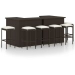 Vidaxl - meuble de bar de jardin 8 pcs et coussins rsine tresse marron