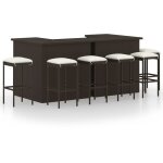 Vidaxl - meuble de bar de jardin 8 pcs et coussins rsine tresse marron