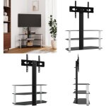 Vidaxl - meuble tv d'angle 3 niveaux pour 32 - 70 pouces noir et argent - meuble tv d'angle - meuble ...