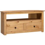 Vidaxl ? meuble tv d'angle 93x49x49 cm ? pin massif ? 2 tiroirs et compartiment ouvert ? espace de rangement ...