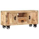 Vidaxl - meuble tv bois de manguier brut 110x30x50 cm