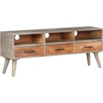 Vidaxl - meuble tv gris 130x35x51 cm bois massif de manguier brut Vidaxl - meuble tv gris 130x35x51 cm bois massif de manguier brut