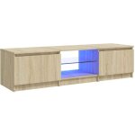 Meubles de télévision avec lumières led 140x40x35, 5 cm avec 2 portes et compartiments couleur : marron ... Meubles de télévision avec lumières led 140x40x35, 5 cm avec 2 portes et compartiments couleur : marron ...