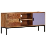 Meuble tv marron miel et gris 110x30x50 cm bois massif d'acacia vidaxl