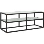 Vidaxl - meuble tv noir avec verre marbre blanc 100x40x40 cm