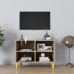 Vidaxl - meuble tv avec pieds en bois massif ch�ne sonoma 69, 5x30x50 cm