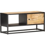 Vidaxl - meuble tv avec porte sculpt�e 90x30x40 cm bois de manguier brut