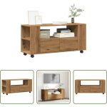 Vidaxl meuble tv avec roulettes - meuble tv avec roulettes ch�ne artisanal bois d'ing�nierie