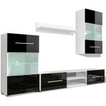 Vidaxl - meuble tv à vitrine murale avec lumière led 4 pcs noir Vidaxl - meuble tv à vitrine murale avec lumière led 4 pcs noir