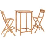 Ensemble de bar 3 pcs bois de teck solide vidaxl