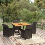 Vidaxl - mobilier � d�ner de jardin et coussins 5pcs r�sine tress�e noir