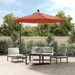 Vidaxl - parasol dport  led et mt en acier terre cuite