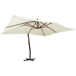 Vidaxl - parasol en porte - à - faux avec mât en bois 400x300 cm blanc sable Vidaxl - parasol en porte - à - faux avec mât en bois 400x300 cm blanc sable