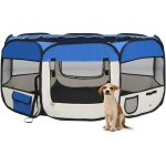 Parc pliable pour chien avec sac de transport bleu 145x145x61cm vidaxl
