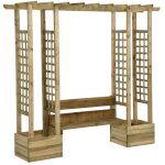 Vidaxl ? pergola de jardin en bois de pin massif impr�gn� ? dimensions 230x60x198 cm ? avec banc et jardini�re ...