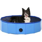 Vidaxl ? piscine pliable pour chiens bleu 80x20 cm ? pvc haut de gamme avec bords renforc�s ? surface ...