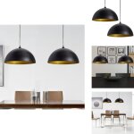 Vidaxl - plafonniers 2 pcs hauteur r�glable semi - sph�rique noir - luminaire int�rieur - plafonnier ...