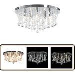 Vidaxl - plafonnier avec perles de cristal argent rond 4 ampoules g9 - luminaire suspendu - plafonnier ...