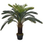 Vidaxl ? plante verte artificielle palmier cycas 90 cm ? feuilles r�alistes ? pot inclus ? d�coration ...