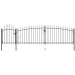 Vidaxl ? portail de cl�ture de jardin en acier enduit de poudre 5x1, 75 m ? verrouillable ? installation ...