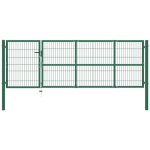 Vidaxl - portail de clôture de jardin avec poteaux 350x100 cm acier vert Vidaxl - portail de clôture de jardin avec poteaux 350x100 cm acier vert