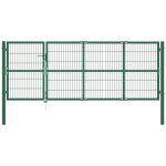 Vidaxl - portail de clôture de jardin avec poteaux 350x120 cm acier vert Vidaxl - portail de clôture de jardin avec poteaux 350x120 cm acier vert