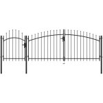 Vidaxl ? portail de jardin en acier noir 2 x 4 m ? verrouillable ? design arqu� avec poteaux robustes ...