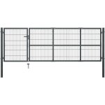 Portillon avec poteaux acier 350 x 100 cm anthracite