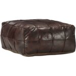 Vidaxl - pouf 60 x 60 x 30 cm marron fonc cuir vritable de chvre