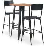 Vidaxl - r�glez 2 chaises en acier noir et table en acier haute avec dessus en bois