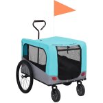 Remorque de v�lo pour chiens et poussette 2 - en - 1 bleu et gris