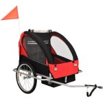 Remorque � v�lo et poussette pour enfants 2 - en - 1 rouge et noir