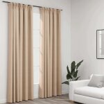 Vidaxl - rideaux occultants aspect lin et crochets 2 pcs beige 140x245cm