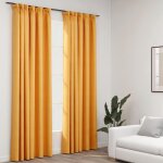 Vidaxl - rideaux occultants aspect lin et crochets 2 pcs jaune 140x245cm