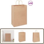 Sacs en papier kraft 50 pcs avec poignées marron 32x17x44 cm - vidaxl Sacs en papier kraft 50 pcs avec poignées marron 32x17x44 cm - vidaxl
