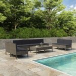 Vidaxl - salon de jardin 10 pcs avec coussins r�sine tress�e gris