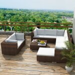 Vidaxl - salon de jardin 10 pcs avec coussins r�sine tress�e marron