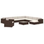 Vidaxl - salon de jardin 12 pcs avec coussins résine tressée marron Vidaxl - salon de jardin 12 pcs avec coussins résine tressée marron