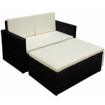 Salon de jardin 2 pcs avec coussins r�sine tress�e noir - vidaxl