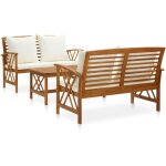 Vidaxl - salon de jardin 3 pcs avec coussins bois d'acacia massif