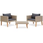 Salon de jardin 3 pcs avec coussins rsine tresse beige