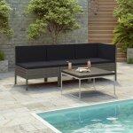 Vidaxl - salon de jardin 3 pcs avec coussins r�sine tress�e gris