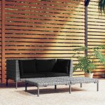 Vidaxl salon de jardin 3 pcs gris fonc� r�sine tress�e demi - ronde