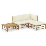 Vidaxl - salon de jardin 4 pcs avec coussins blanc cr�me bambou