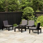 Vidaxl - salon de jardin 4 pcs avec coussins plastique gris
