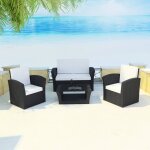 Vidaxl - salon de jardin 4 pcs avec coussins r�sine tress�e noir