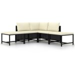 Vidaxl - salon de jardin 5 pcs avec coussins noir r�sine tress�e