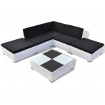 Vidaxl ? salon de jardin 6 pcs ? r�sine tress�e blanche ? coussins �pais 6 cm ? table basse 74x74cm en ...