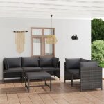 Vidaxl - salon de jardin 6 pcs avec coussins résine tressée gris Vidaxl - salon de jardin 6 pcs avec coussins résine tressée gris